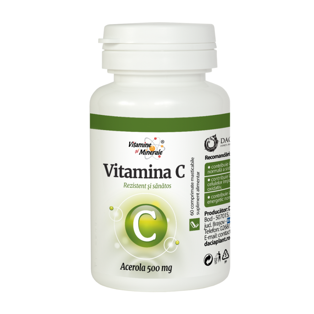 Vitamin C, 500 mg, 60 capsule, Dacia Plant