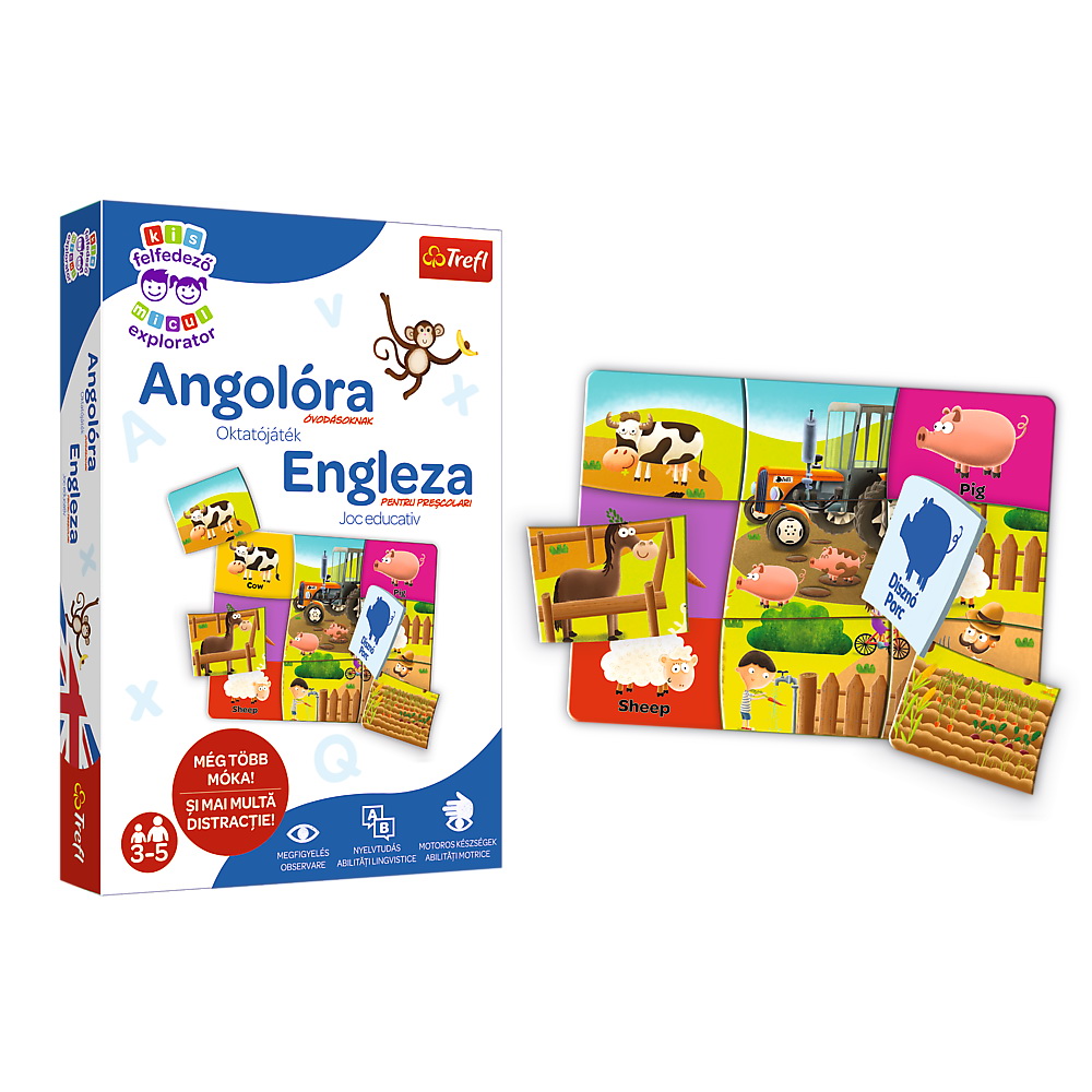 Joc educativ Edupuzzle, Engleza pentru prescolari, 3 ani+, Trefl