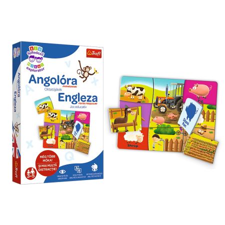Jocul educativ Edupuzzle, Engleza pentru prescolari, 3 ani+, Trefl