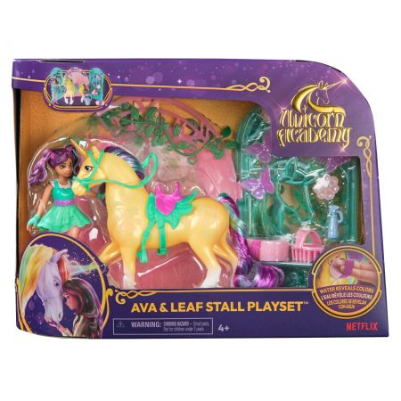 Set Papusa Ava si Unicornul Leaf cu accesorii, 4 ani+, Unicorn Academy 735112