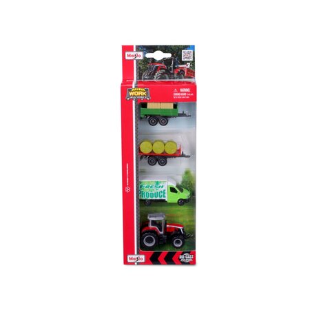 Set utilaje agricole Massey, scara 1:64, 3 ani+, Maisto 735116