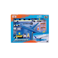 Set aeroport jucarie cu avion albastru si vehicule die-cast, 3 ani+, Maisto