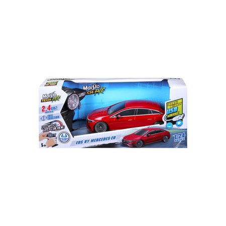 Masinuta cu telecomanda Mercedes EQS, scara 1:24, Rosu, 6 ani+, Maisto 735336