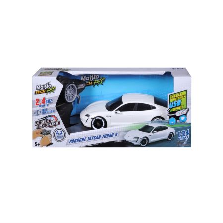 Masinuta cu telecomanda Porsche Taycan Turbo S, scara 1:24, Alb, 6 ani+, Maisto 735391