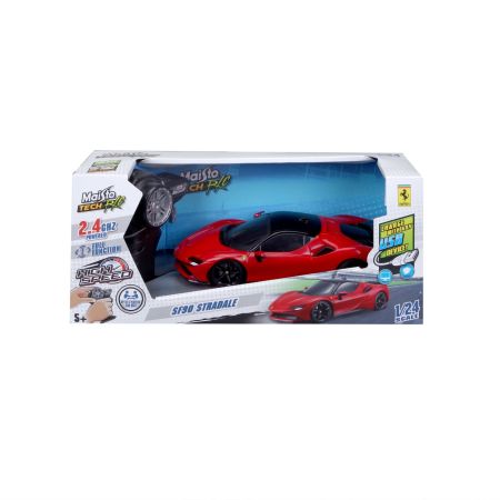 Masinuta cu telecomanda Ferrari SF90 Stradale, scara 1:24, Rosu, 6 ani+, Maisto 735427