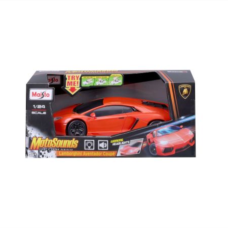 Masinuta cu sunete si lumini Lamborghini Aventador, scara 1:24, Rosu, 5 ani+, Maisto 735459