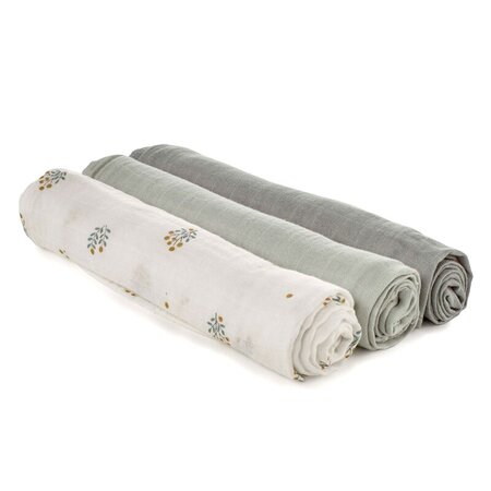 Set 3 scutece din muselina de bambus, 80x80 cm, Botanic, Jane 735481