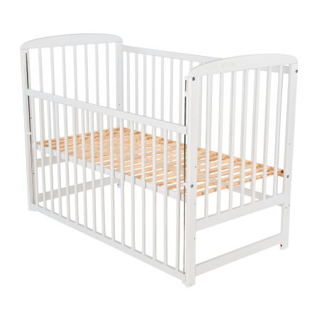 Patut din lemn cu laterala culisanta, Ola, 120x60 cm, Alb, Babyneeds 735809
