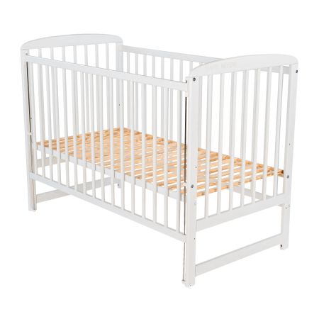 Patut din lemn cu laterala culisanta, Ola, 120x60 cm, Alb, Babyneeds
