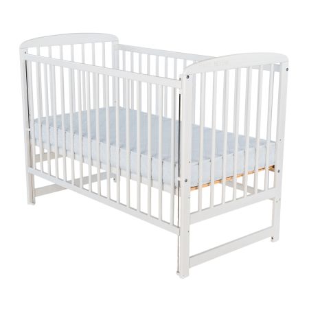 Patut din lemn cu laterala culisanta, Ola, 120x60 cm, Alb, Babyneeds 735811