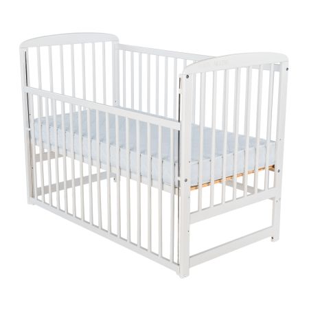 Patut din lemn cu laterala culisanta, Ola, 120x60 cm, Alb, Babyneeds 735810