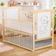 Patut din lemn cu laterala culisanta, Timmi, 120x60 cm, Natur, Babyneeds 735841
