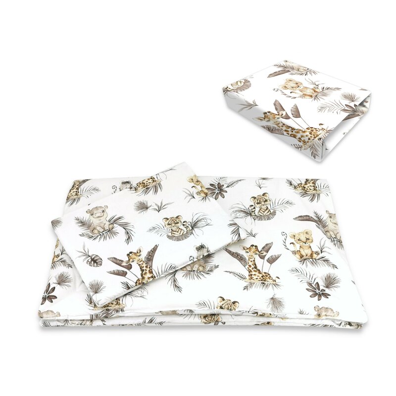 Lenjerie patut 3 piese, cu cearceaf, pilota si pernuta, 120x60 cm, Savanna, MimiNu