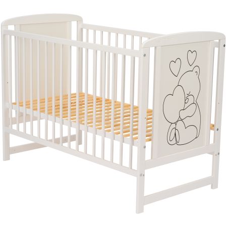 Patut din lemn de pin si MDF, 120 x 60 cm, Alb, Timmi Heart, Qmini