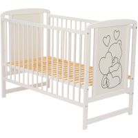 Patut din lemn de pin si MDF, 120 x 60 cm, Alb, Timmi Heart, Qmini