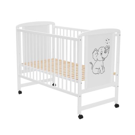 Patut din lemn de pin si MDF, 120 x 60 cm, Alb, Timmi Elephant, Qmini