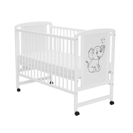 Patut din lemn de pin si MDF, 120 x 60 cm, Alb, Timmi Elephant, Qmini 736028