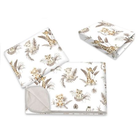 Lenjerie patut 3 piese Savana cu cearceaf, paturica si pernuta, 120x60 cm, Miminu