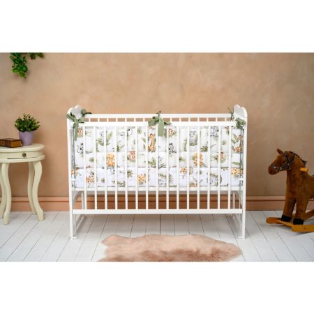 Patut din lemn de pin cu laterala culisanta Agata, Alb, Qmini 736039