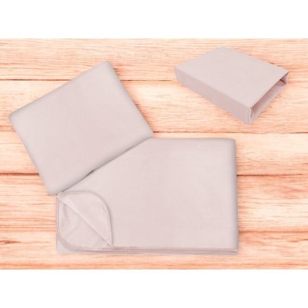 Lenjerie patut 3 piese cu cearceaf, paturica si pernuta, 120x60 cm, Roz, Powder Pink, Miminu 736061