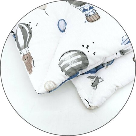 Lenjerie patut 3 piese, cu cearceaf, pilota si pernuta, 120x60 cm, Blue Plane, MimiNu 736113