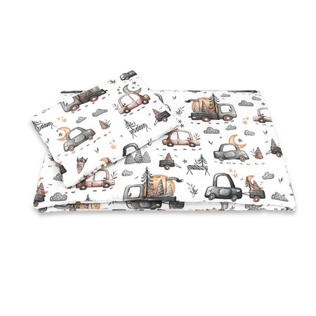 Lenjerie patut 3 piese, cu cearceaf, pilota si pernuta, 120x60 cm, Cars Grey, MimiNu 736121