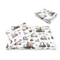 Lenjerie patut 3 piese, cu cearceaf, pilota si pernuta, 120x60 cm, Cars Grey, MimiNu