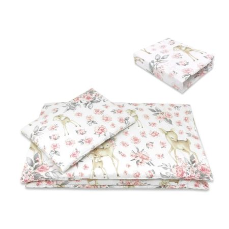 Lenjerie patut 3 piese, cu cearceaf, pilota si pernuta, 120x60 cm, Ballerina Pink, MimiNu