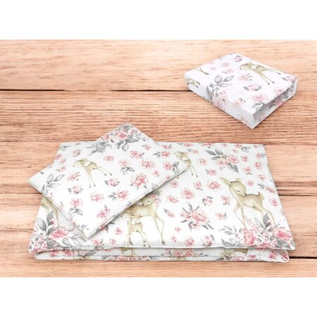 Lenjerie patut 3 piese, cu cearceaf, pilota si pernuta, 120x60 cm, Sweet Dear Pink, MimiNu 736125