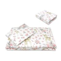 Lenjerie patut 3 piese, cu cearceaf, pilota si pernuta, 120x60 cm, Sweet Dear Pink, MimiNu
