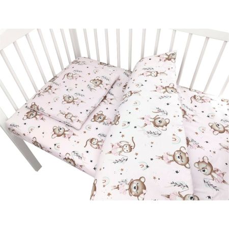Lenjerie patut 3 piese, cu cearceaf, pilota si pernuta, 120x60 cm, Ballerina Pink, MimiNu 736154