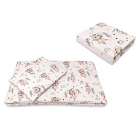 Lenjerie patut 3 piese, cu cearceaf, pilota si pernuta, 120x60 cm, Ballerina Pink, MimiNu
