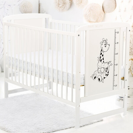 Patut din lemn de pin si MDF Girafa Timmi, 120x60 cm, Alb, Babyneeds 736162