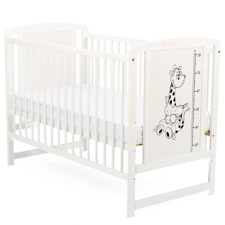 Patut din lemn de pin si MDF Girafa Timmi, 120x60 cm, Alb, Babyneeds 736160