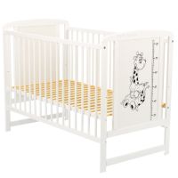 Patut din lemn de pin si MDF Girafa Timmi, 120x60 cm, Alb, Babyneeds