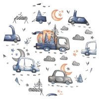 Cearceaf din bumbac cu elastic pentru landou, 80x35 cm, Cars Grey, MimiNu
