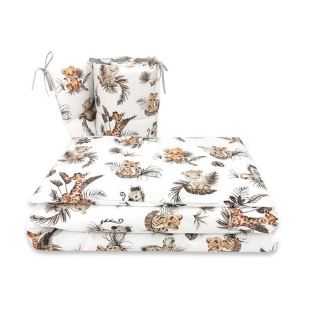 Lenjerie patut 3 piese, cu cearceaf, protectie laterala si husa perna, 120x60 cm, Savana, MimiNu 736184
