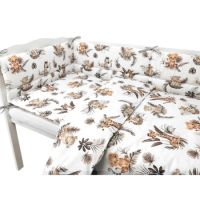 Lenjerie patut 3 piese, cu cearceaf, protectie laterala si husa perna, 120x60 cm, Savana, MimiNu