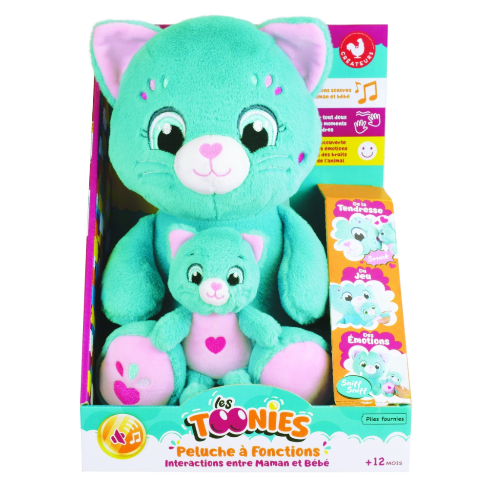 Jucarie interactiva cu 6 functii, Mama si puiul Pisica, + 12 luni, Jemini