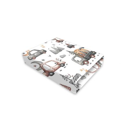 Cearceaf din bumbac cu elastic pentru patut, 120x60 cm, Cars Grey, MimiNu 736192