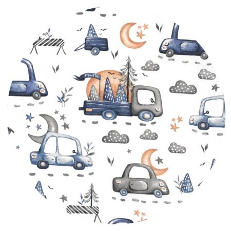 Cearceaf din bumbac cu elastic pentru patut, 120x60 cm, Cars Grey, MimiNu 736193