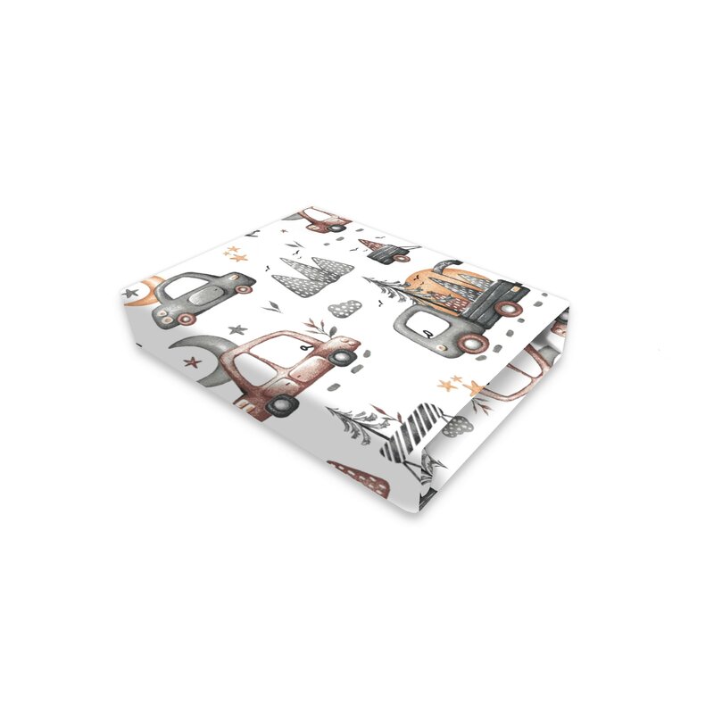 Cearceaf din bumbac cu elastic pentru patut, 160x80 cm, Cars Grey, MimiNu