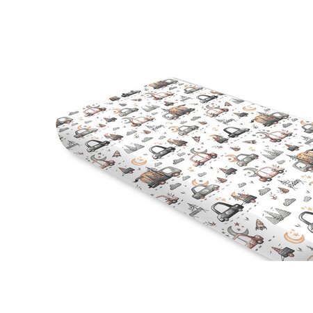 Cearceaf din bumbac cu elastic pentru patut, 160x80 cm, Cars Grey, MimiNu 736205