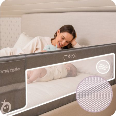 Bariera de siguranta rabatabila pentru pat Lexi Plus, Beige, Momi 736351