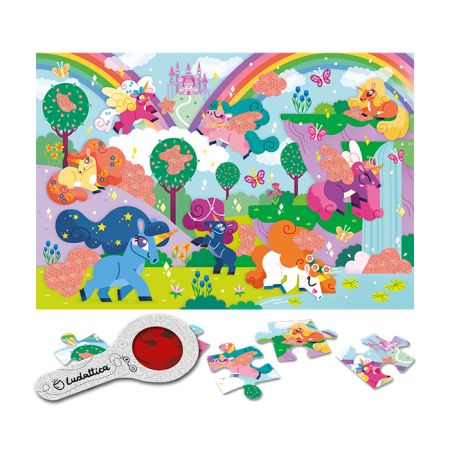 Puzzle Secret Unicorni, + 3 ani, 24 piese, Ludattica 736355