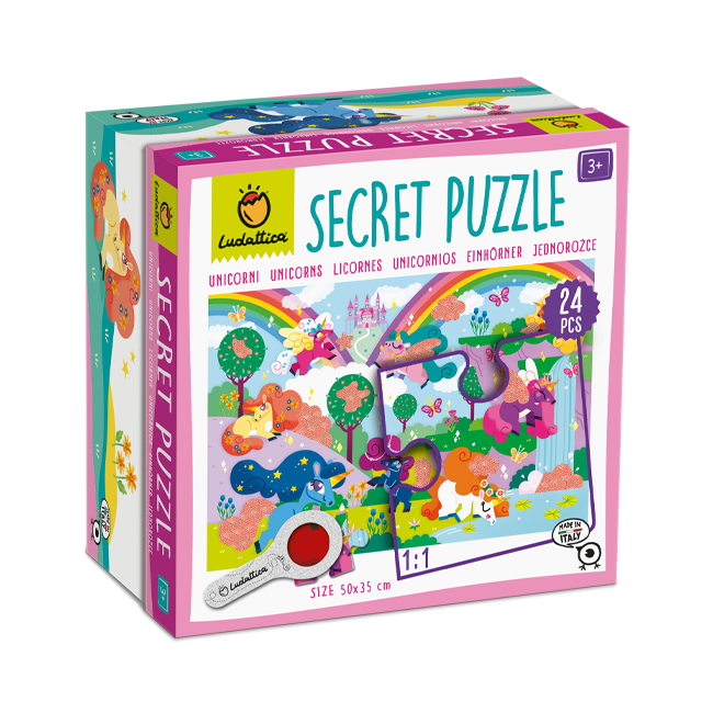 Puzzle Secret Unicorni, + 3 ani, 24 piese, Ludattica