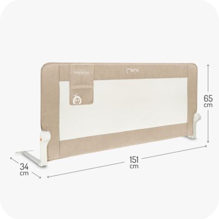 Bariera de siguranta rabatabila pentru pat Lexi XL Plus, Beige, Momi 736393