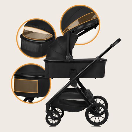 Carucior 3 in 1 pana la 22 Kg Layla, Negru, Lionelo 736436