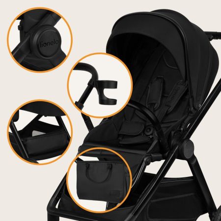 Carucior 3 in 1 pana la 22 Kg Layla, Negru, Lionelo 736437