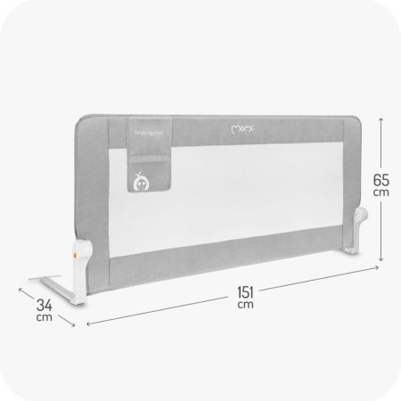 Bariera de siguranta rabatabila pentru pat Lexi XL Plus, Grey, Momi 736404